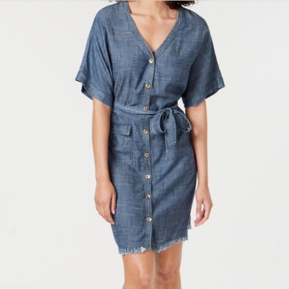 $395 Trina Turk Lanai chambray dress size small